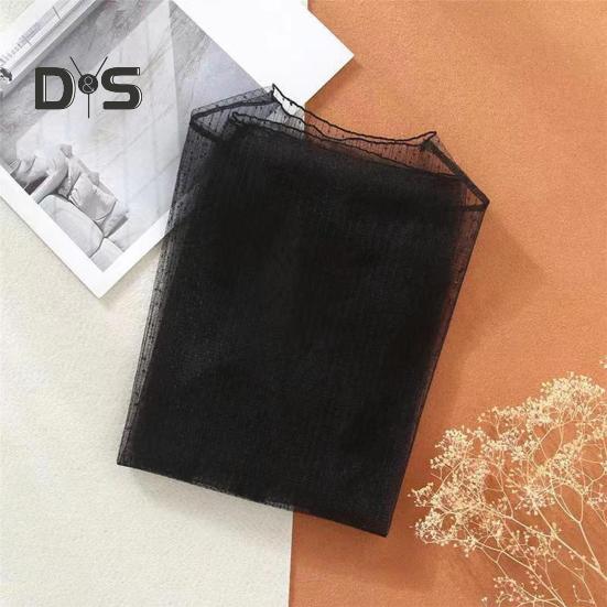 Women Top Ultra Thin See Through Lace Long Sleeves Solid Color Loose Soft Casual Mock Neck Visible Spring Summer Shirt