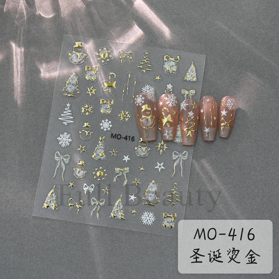 Nail Art Sticker Christmas Metal Bronzing Christmas Tree Bear Snowflake Bow Adhesive Nail Sticker