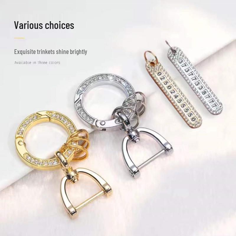 Stirrup Buckle Rhinestone Car Keychain & Anti-Lost Bag Pendant Keyring