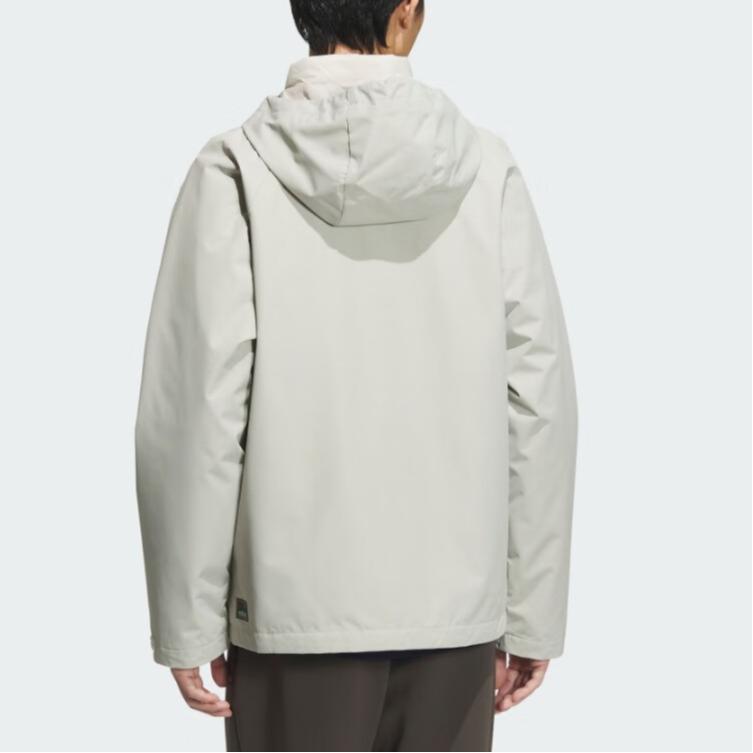 Adidas Solid Color Three-In-One Outdoor Windproof Warm Hooded Long Sleeve Jacket Unisex Jacket Gray JL8264