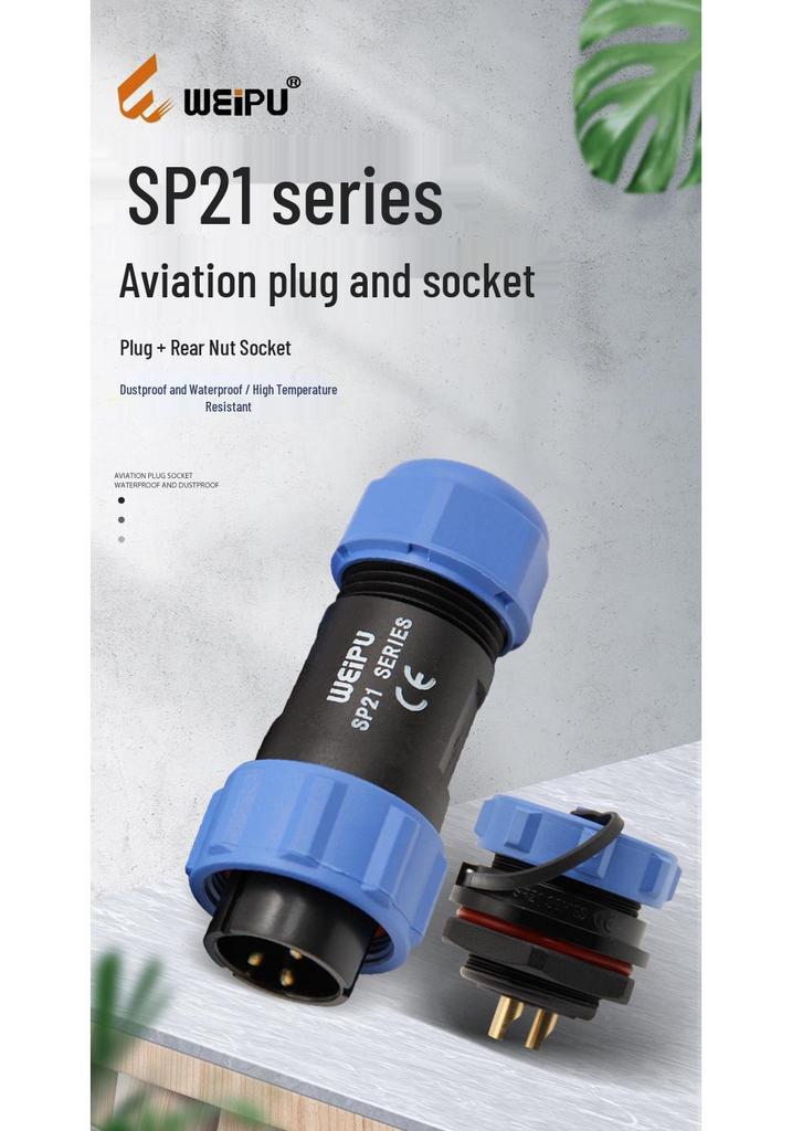 SP21 12-Pin Waterproof IP67 Aviation Plug Rear Nut Solder Connector