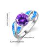 Purple Crystal & Blue Opal Ring | Silver Statement Band Jewelry
