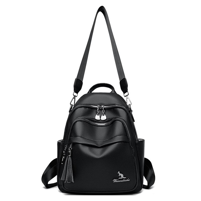 Plecak z frędzlami Damski plecak z miękkiej skóry Retro torba podróżna
