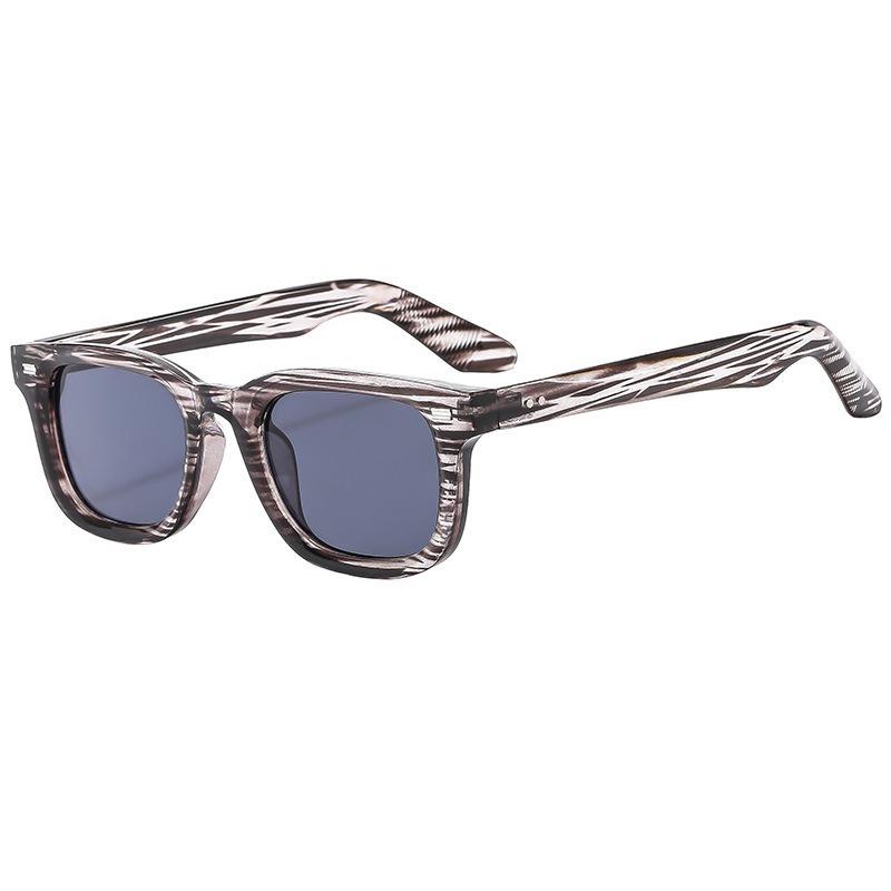 Glossy Black Square Yellow Tint Lens Rivet Detail Retro Sunglasses