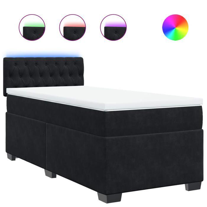 Maison Exclusive - Sommier à lattes de lit avec matelas Noir 90x200 cm Velours