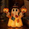 Indoor Halloween Party Supplies Lighted Vintage Patchwork Ghost, LED Light Up Ghost with Pumpkin Lantern, Spooky Nostalgic Fall Mantel Decor Cute for