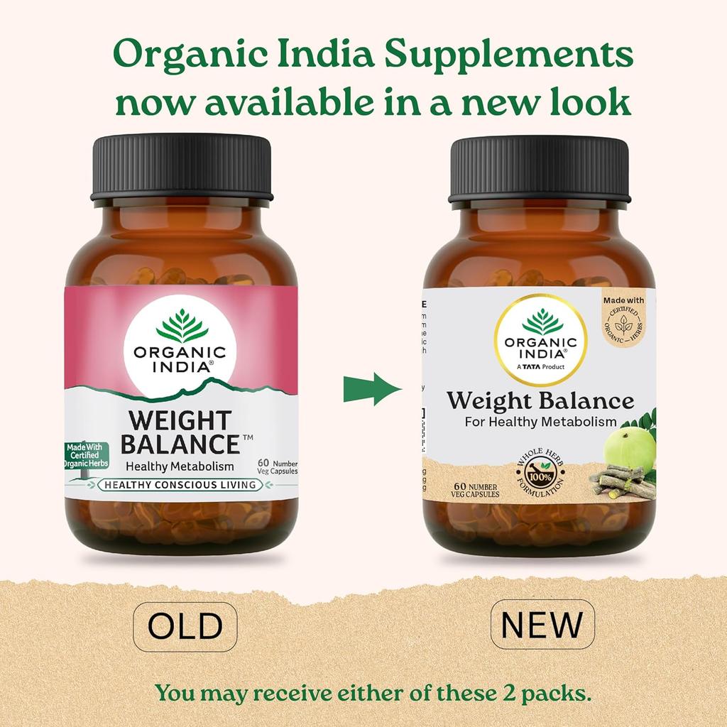 ORGANIC INDIA Weight Balance 60 Veg Kapslí Pro Zdravý Metabolismus A Vyváženou Energii V Rostlinném Složení