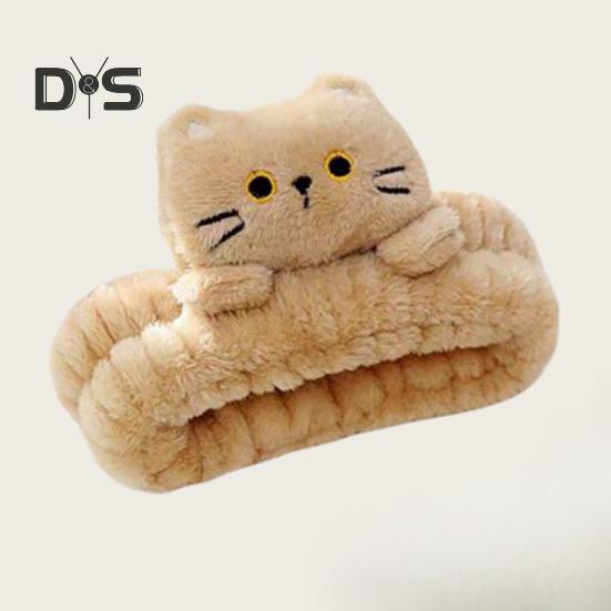 1/3Pcs Cartoon Cat Decor Headbands Coral Fleece Elastic Makeup Face Wash Hair Band Women Spa Headband