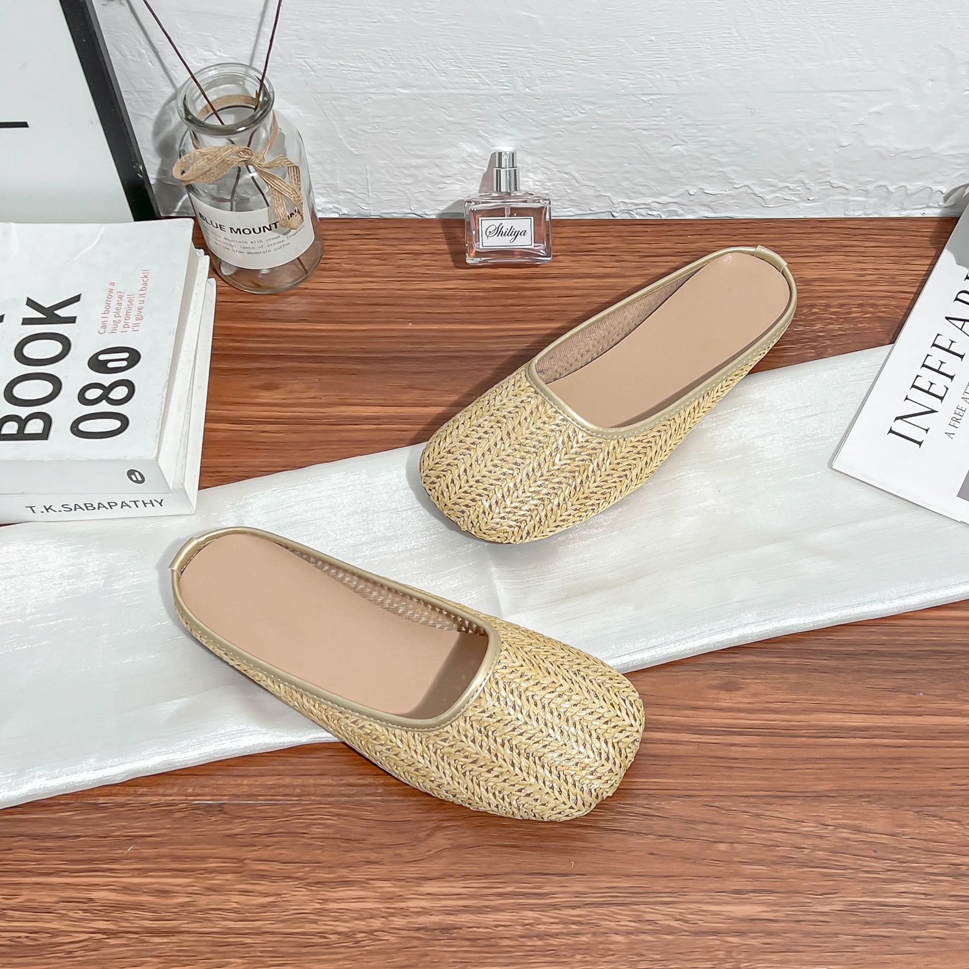 

Yuanlitong Summer New Bangkok Holiday~ Woven Baotou Flat Bottom Beach Hollow Half Slippers Women s Sandals Outside 35