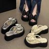 Silver platform slippers women's summer 2025 new wear fashion sandals high sense with skirt versatile sandals