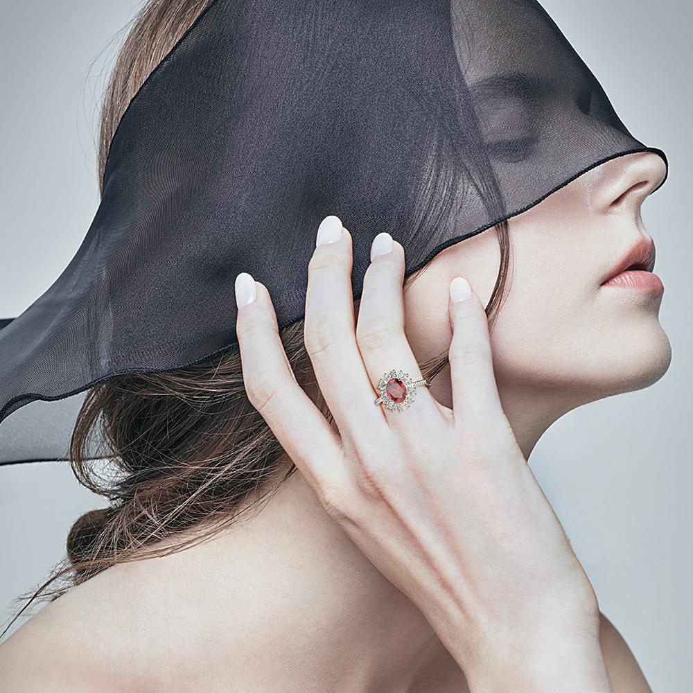 Tancise 7*9 smykker høy syntetisk rød perle ring kvinnelig s925 sterling sølv utsøkt innlagt ring.