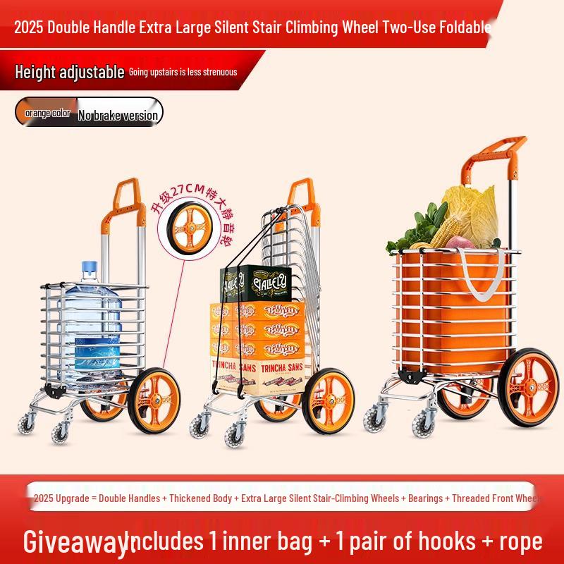 Giantex Folding Stair Climbing Grocery Cart - Lightweight, Portable & Hand-Pulled for Seniors