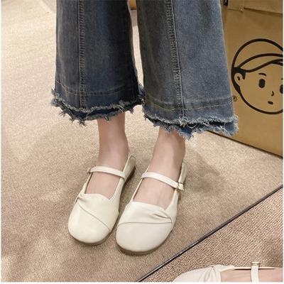 Novos sapatos baixos casuais confortáveis de bico redondo com fivela de cor sólida e elegantes, boca rasa e respiráveis, sapatos femininos NÃO:X10