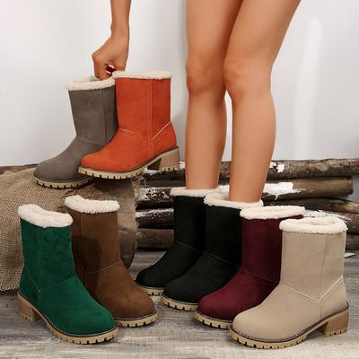Classic Autumn and Winter Foreign Trade Large Size Thick Medium Tube Velvet Thermal Cotton Boots European and American Snow Boots Two Wear Women's 