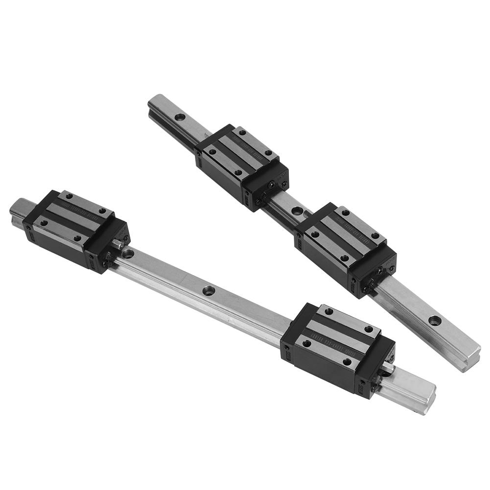 2Pcs HG15-300mm Cast Iron Linear Guide Rail with 4Pcs HGH15 Linear Bearing Slide Block Black