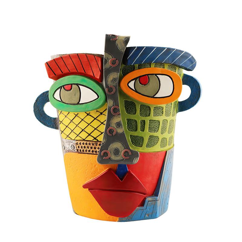 12.5x12x9cm Flower Arrangement Picasso Style Resin Flower Pot Home Decor Abstract Human Face Design Artistic Home Decor Luxury 1PC