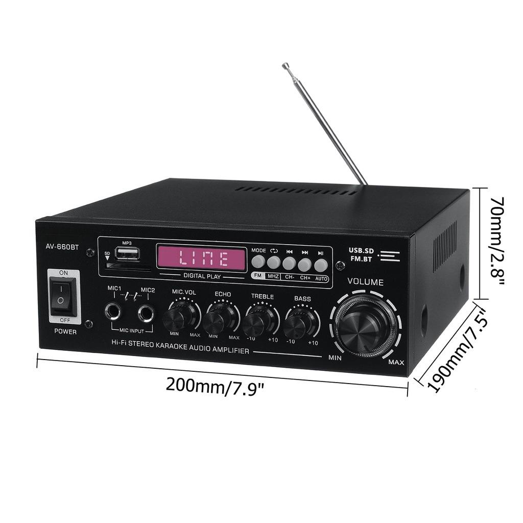 12/220V Amplificador HIFI 2 CH Audio Power Verstärker Heimkino Verstärker Audio Unterstützung FM USB SD/fernbedienung