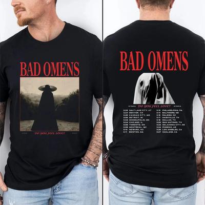 BAD OMENS Camiseta Tour Do You Feel Love, Camiseta Gráfica Rock Gótico Negra S-5XL
