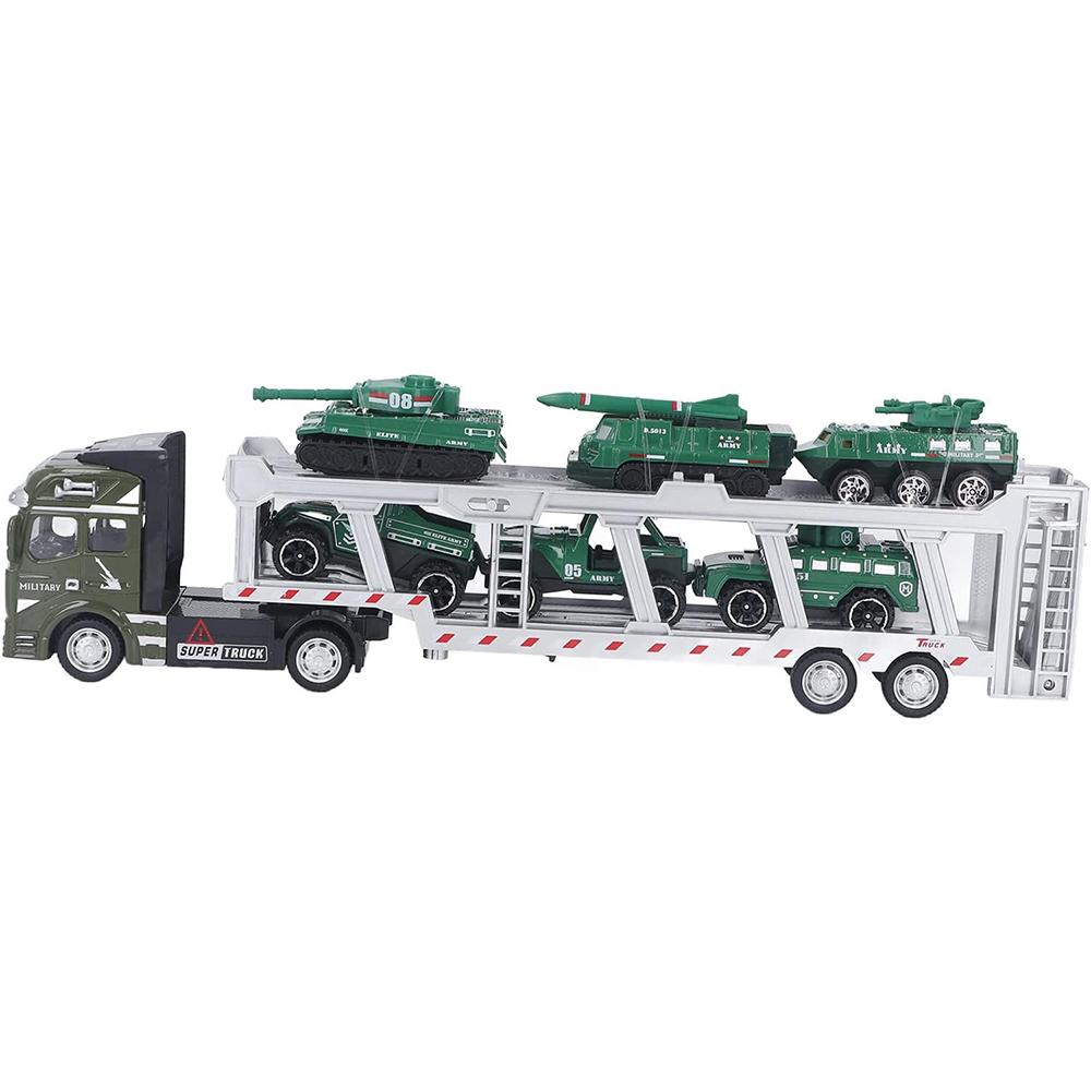 1/48 Carrier Truck with Cars Toys Set Portable Alloy Plastic Transport Vehicle with Car Models for Gifts Ornament