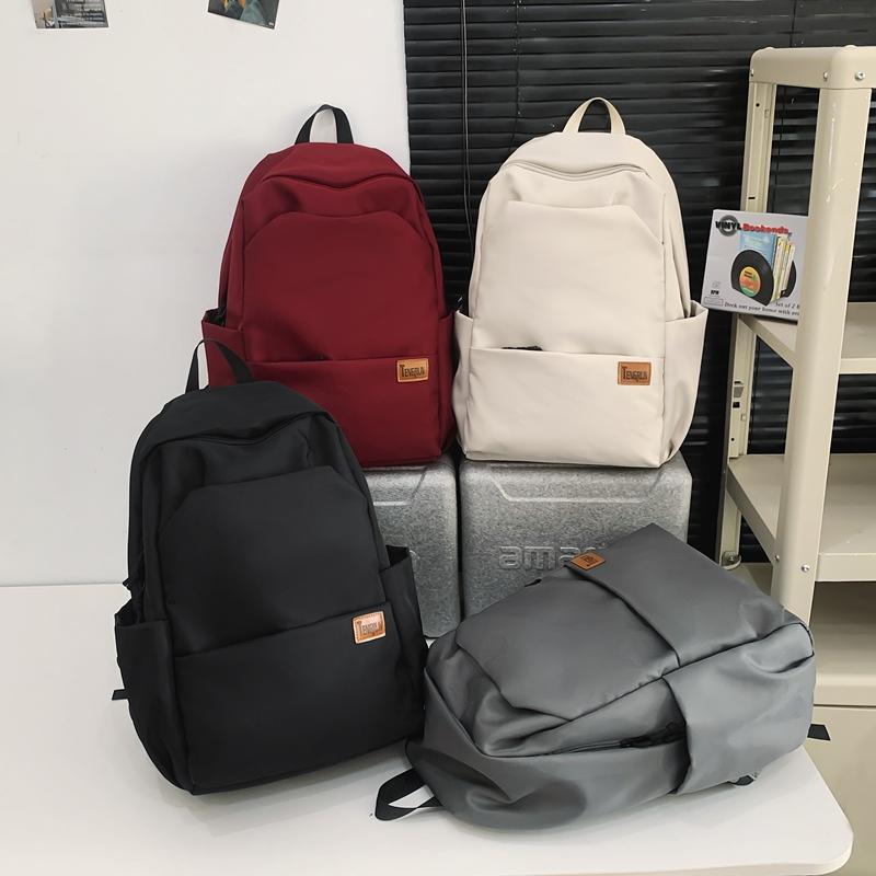 Women Solid Color Backpack Men's Backpack Lightweight Travel Computer Bag Student Schoolbag