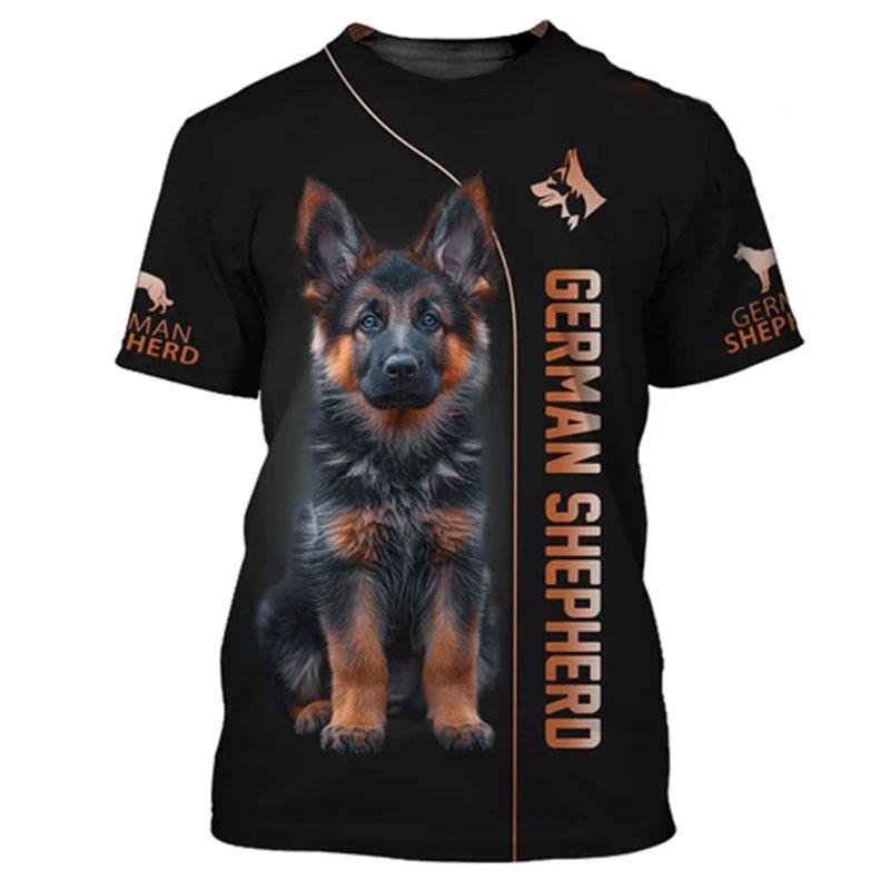 German Shepherd 3D Print T-Shirts Men's Summer Casual Crew Neck Short Sleeve T Shirt Oversized Tees Harajuku Tops Man Clothing