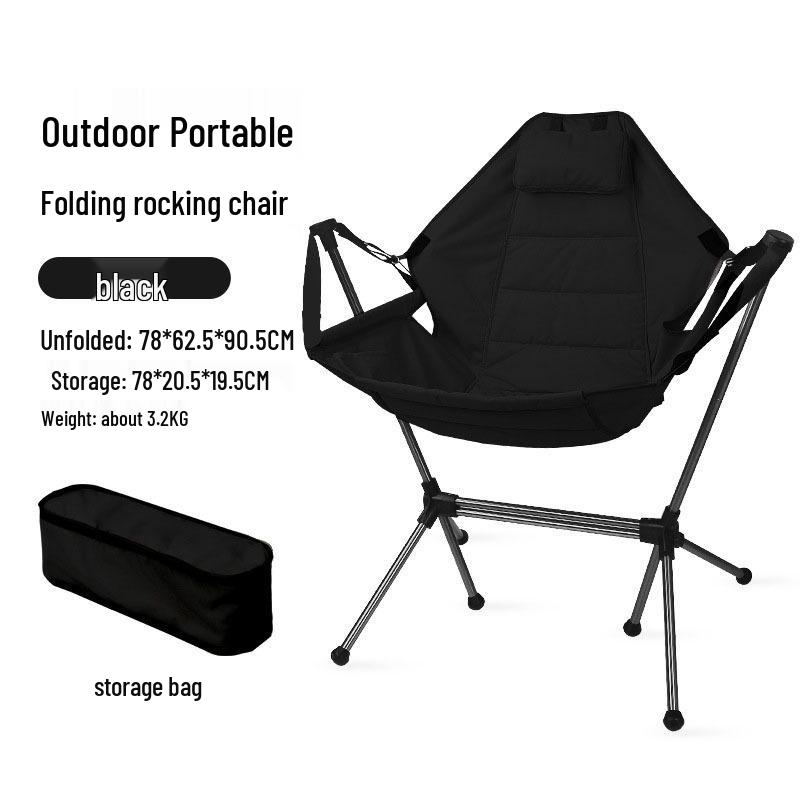 

Portable Aluminum Alloy Folding Outdoor Rocking Lounge Chair with Detachable Backrest for Family Camping Leisure
