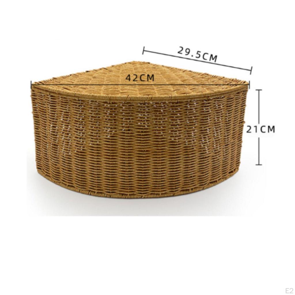 Triangle Imitation Rattan Basket & Sturdy Corner Bin Easy to Clean Wicker Design