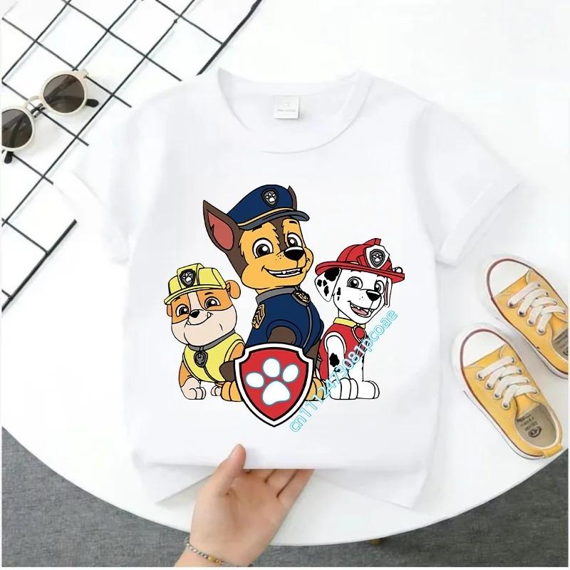 Hot Paw Patrol Kids T-shirts Kawaii Cartoon Character Printed Shirts Cute Boys Girls Casuals Tops Summer Birthday Clothing Gift