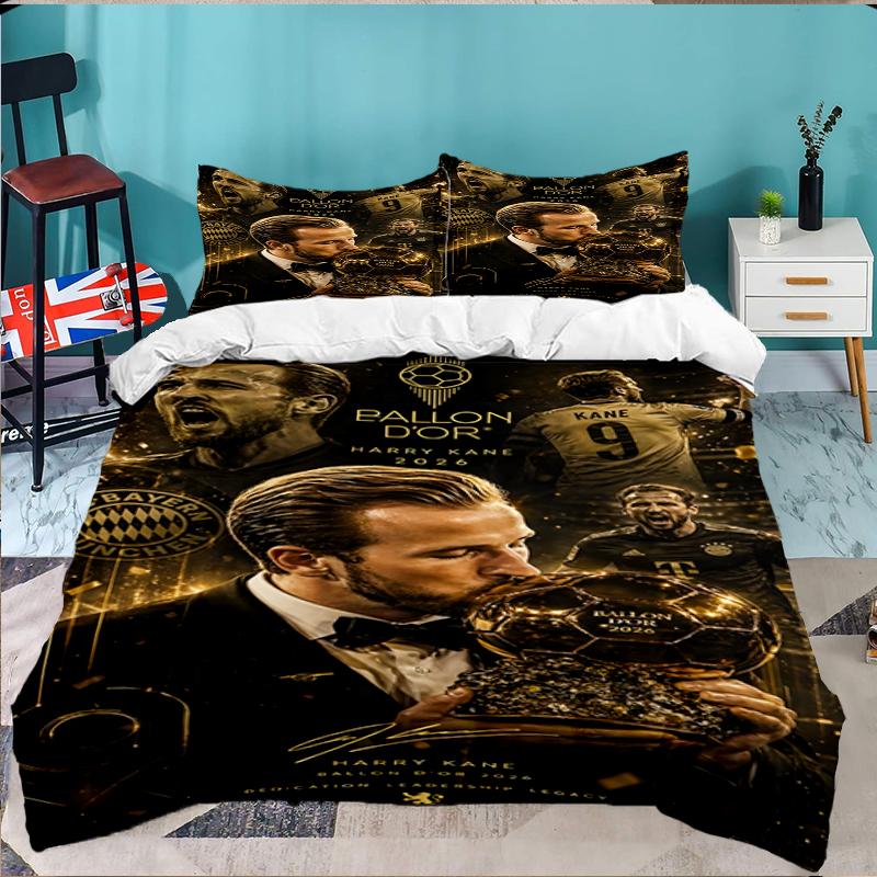 3PCS Football Player Kane Bedding set,Ideal for1pc Duvet Cover And 2pcs Pillowcases Perfect for Christmas gift,Ideal for Bedroom, Dormitory