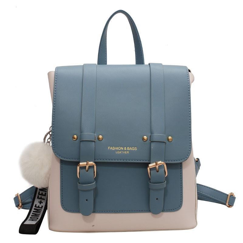 IELGY Ladies Backpack Fashion Retro Autumn Winter Contrast Color Backpack