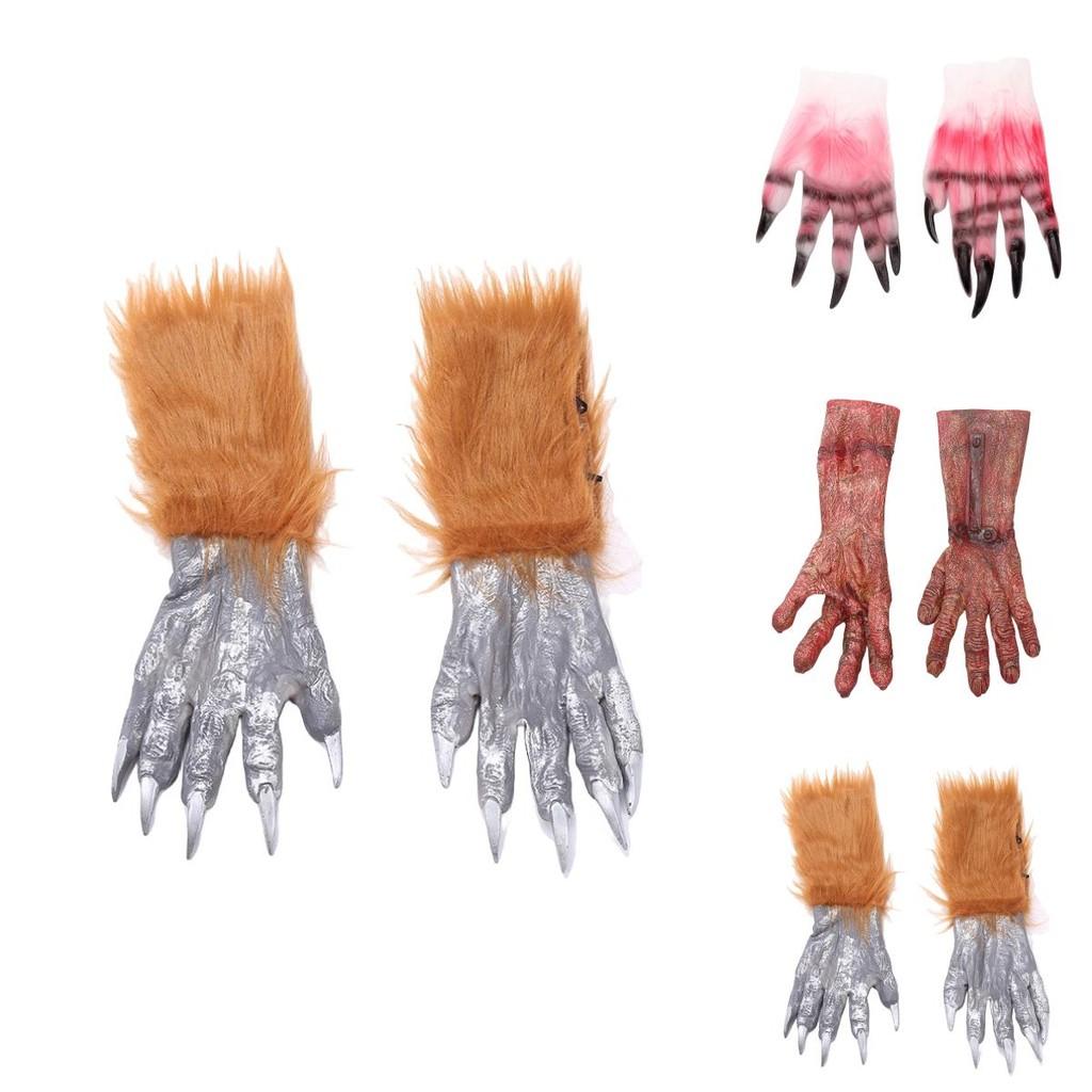 Adult And Kids Halloween Gloves Terrifying Blood Stained Werewolf Gloves