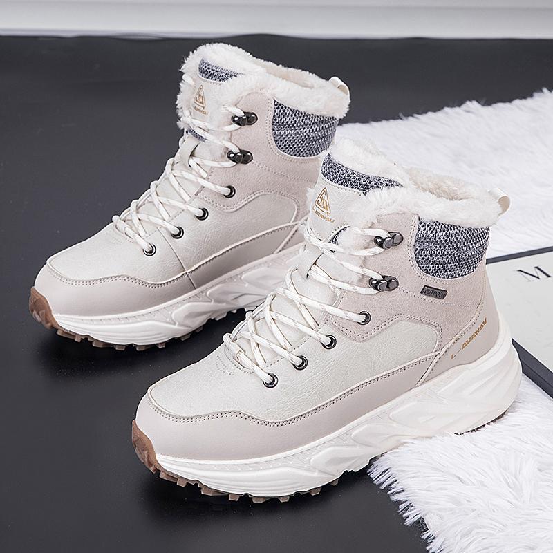 TUINANLE Tênis Masculinos de Cano Alto Impermeáveis de Algodão Sapatos Femininos com Forro Quente de Veludo para Uso Externo no Inverno