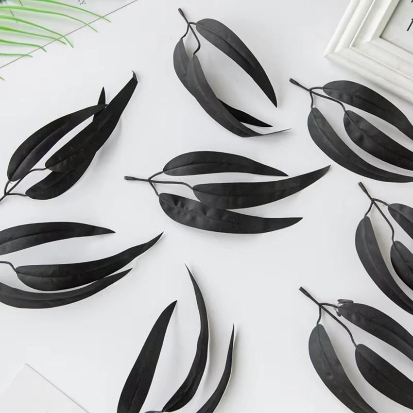 Artificial Plants Eucalyptus Leaves Black Willow Leaf For Festival Wedding Home Decoration Diy CraftsWreaths Accessories Bouquet