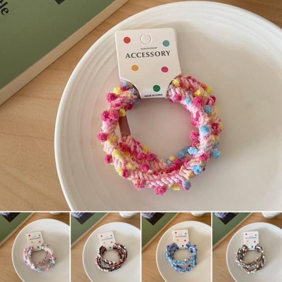 6Pcs Hair Ties Soft Woolen Woven Elastic Hair Bands Braided Design Ponytail Bun
