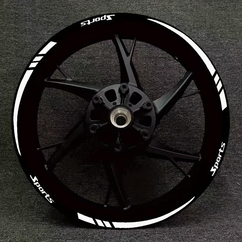 Sports Reflective Wheel Hub Sticker Set - Adhesive Auto Accessory Sport Lettering Decals, Motorcycle Hub Decor Motorcycle Wheel Decor