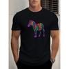 European Sizes Men's T-Shirt - Casual Crew Neck Summer Tee with Bold Zebra-like Pattern - Lightweight Shirt for Parties, Outings & Casual Attire