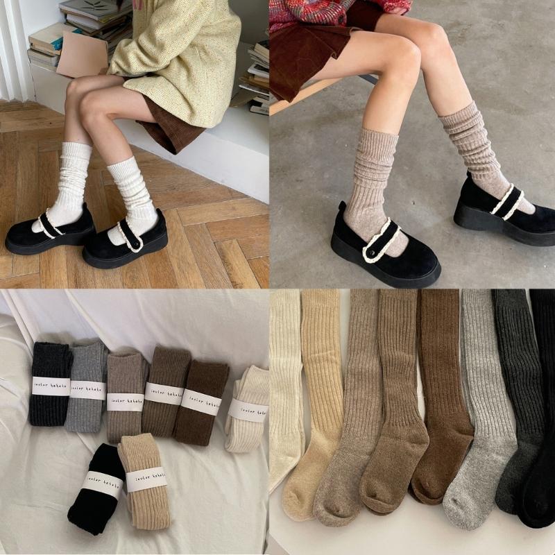 1 Pair Ruffle Calf Socks Calf Tube Frilly Socks Ballet Socks for Girls Knee Length Stockings Princess Style Dress Socks