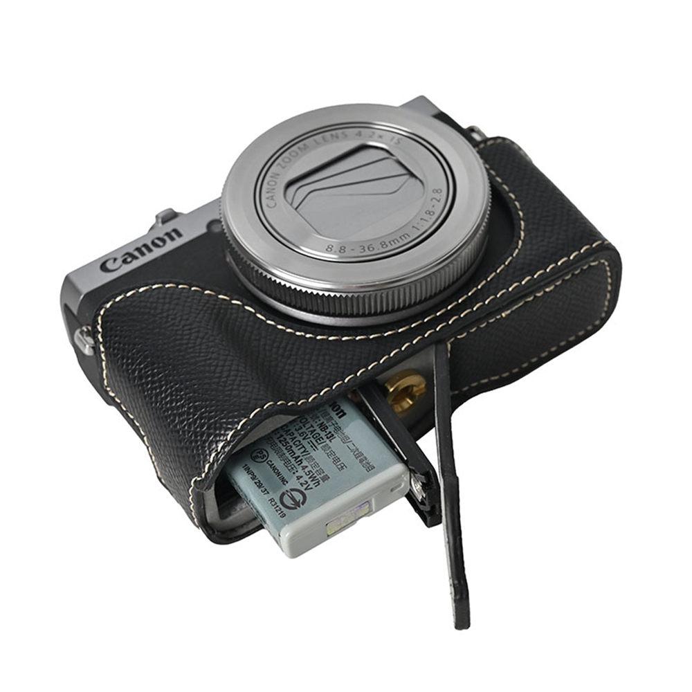 G7X2 3 Półpokrowiec na aparat ze skóry PU Dla Canon G7X II III Mark II III G7X2 G7X3 Otwór na baterię Pokrywa dolna