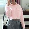 ZANZEA Women Casual Fake Two Piece Solid Color Long Sleeve Shirts