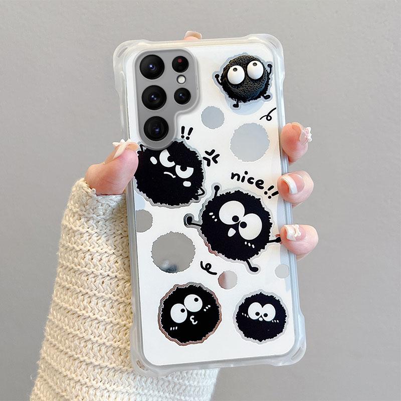 KEYSION Crossbody Strap Phone Case for Samsung S23 S24 S25 Ultra Cute Cartoon Long Lanyard Mirror Shockproof Cover for Galaxy S25 S24 S23 Ultra