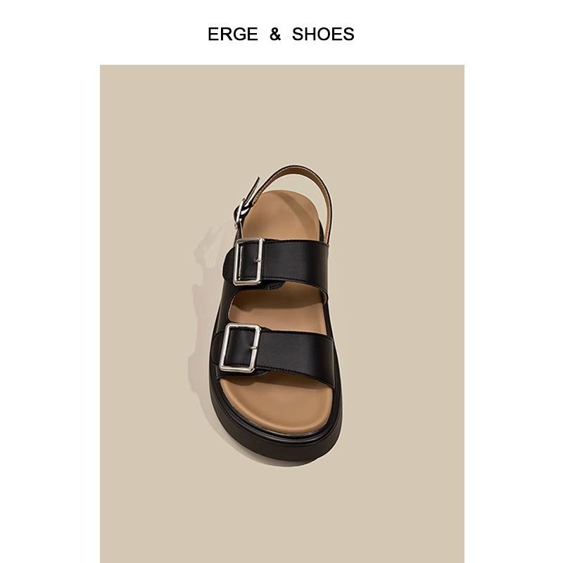 

Roman sandals women s summer 2025 new Internet celebrity fashion outer wear thick bottom one-word buckle with flat beach 35