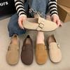 2025 New Beef Tendon Flat-soled Doudou Shoes Women's Simple Spring and Autumn Retro One-pedal Single Shoes Round Head Soft Sole Casual