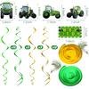Marspark 30 Pieces Tractor Birthday Party Decorations Cars Theme Party Supplies Green Hanging Swirls Favors Decorations for Transportation Birthday 5