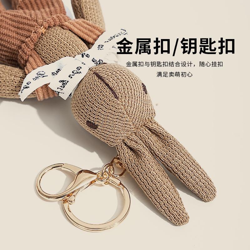 Módní podzimní a zimní módní přívěsek s králíčkem a mašlí Kreativní klíčenka s mašličkou Králíček