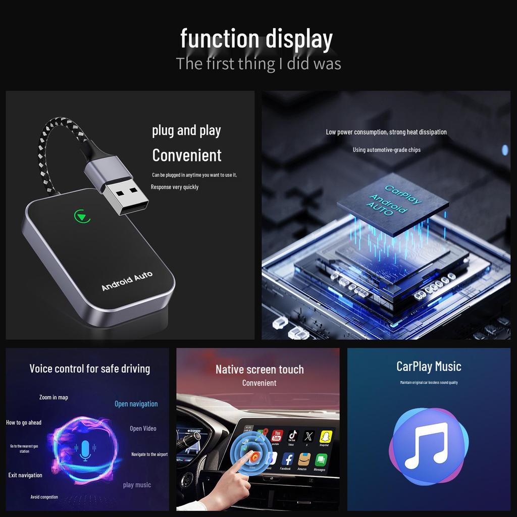 Universal Android Auto Box CarPlay Adapter with Screen Mirroring