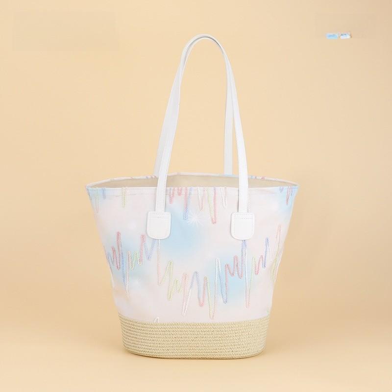 Casual Woven Straw Bucket Bag With Large Capacity For Daily Use