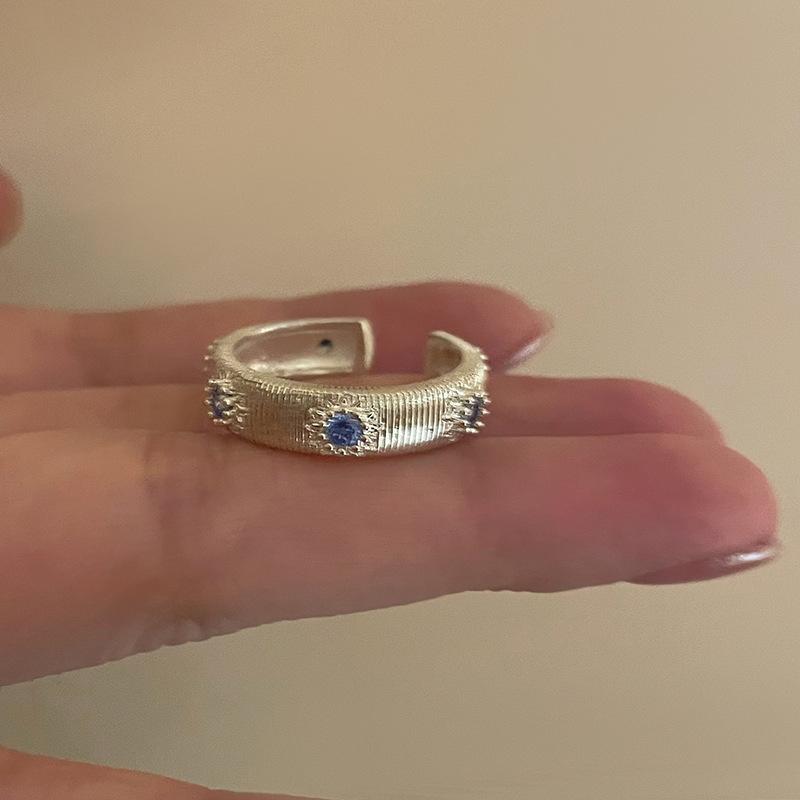 Sweet Aquamarine Zirconia Ring Female Delicate Light Luxury Stellar Mango Open Finger Ring Sweet Cool Stacking Temperament Versatile Index Finger Ring