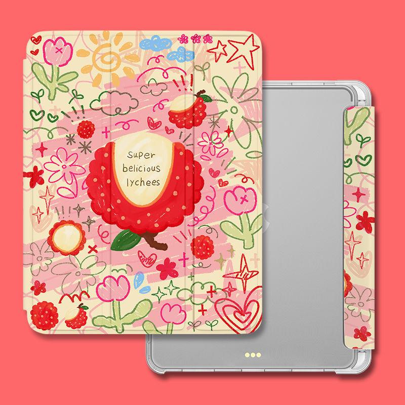 

Чехол для iPad Air5 Креативный чехол для iPad с иллюстрацией фруктовых рисунков для iPad 2022, 10, 9, 2021, 9, 8, 7, 10,2 Air1/2 9,7 с подставкой для карандашей iPad Air6（13）