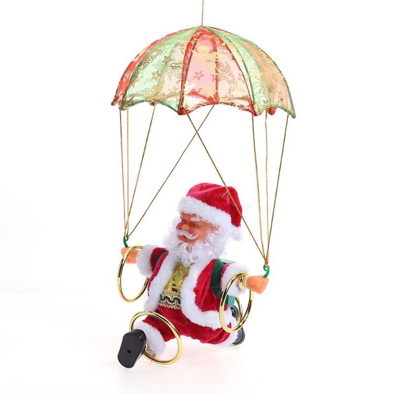 Electric Santa Claus Parachute Turn Circle Acrobatics Plush Toy Christmas Children Toy