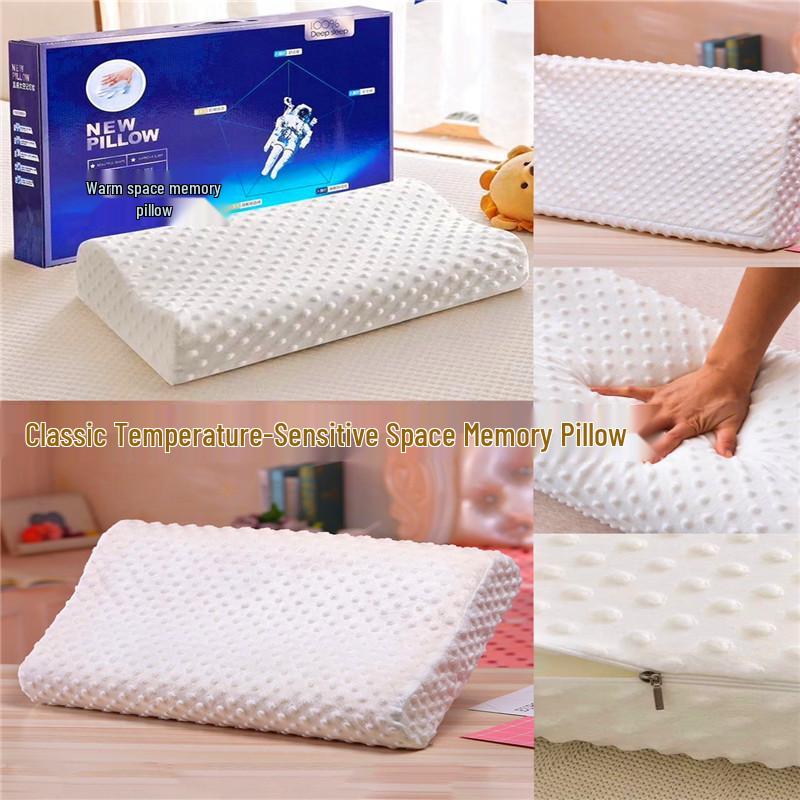 Memory Foam Slow Rebound Neck Support Pillow with White Bubble Design, Gift Box Included